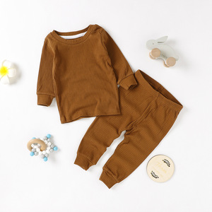 Premium 95% katoen zachte babykledingset unisex effen casual lange mouwen 2-delige set voor baby jongen meisje alle seizoenen - Product Image 6