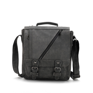Sac bandoulière messager en <span class=keywords><strong>cuir</strong></span> PU imperméable grande capacité pour <span class=keywords><strong>homme</strong></span>, style britannique vintage, avec logo personnalisé, idéal pour les voyages d'affaires - Product Image 1