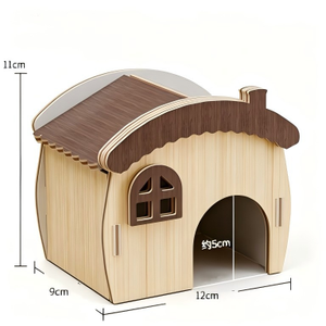Villa pour hamster en bois massif multifonctionnelle, style rétro triangulaire, pour toutes les saisons – Cage pour animaux <span class=keywords><strong>de</strong></span> compagnie très vendue - Product Image 3