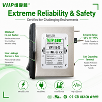 VIIP VIP1-1E-10 10325 Filtre de puissance EMI pour prise IEC 10A 115/250VAC, module de commutation à double fusible 3-en-1, filtre EMC à fuite ultra-faible