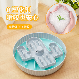 ชามอาหารหมุนได้สำหรับแมวและสุนัข ขนาด 26x26x6 ซม. ป้องกันการสำลัก พร้อมช่องแบ่งหลายช่อง - Product Image 2