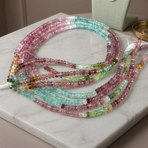 Cuentas de Cuarzo Ahumado Natural Multicolor Facetadas en Forma de Rondelle, Calidad AAA, Certificadas por CMA, para la Elaboración de Collares - Product Image 1