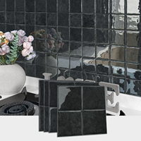 Carreaux adhésifs 3D en gel noir anthracite 1,2 mm résistants à la chaleur, auto-adhésifs, imperméables pour crédence de cuisine domestique