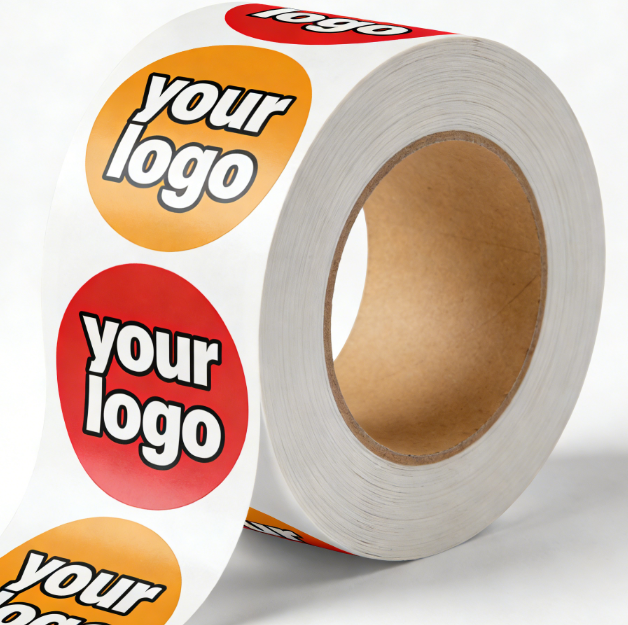 Custom Logo Sticker Custom Printed Roll Plastic Waterproof Synthetic Paper Adhesive Gold Foil Brand Logo Sticker