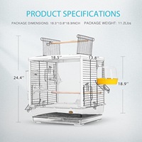 Cage pour les oiseaux, habitacle métallique transparente avec fenêtre ouvert, abri pour oiseau, vente à bas prix