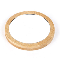 HOOMEE EF-042 bulat portabel bambu cermin hadiah laser logo kustom cermin rias mini