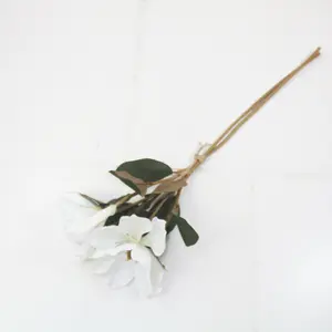 Magnólia flor artificial em D-MG001Silk branco, flor de magnólia com haste longa ajustável para casamento casa e decoração de jardim