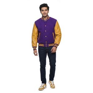 Chaquetas universitarias unisex con logotipo personalizado, abrigo de piel de vaca de calle alta, chaqueta de béisbol universitaria con nombre y número bordados para hombre - Product Image 1