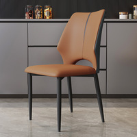 Table de restaurant commerciale îlot central marron italienne haut de gamme, chaise de salle à manger en métal anti-rayures, luxe léger, moderne et minimaliste