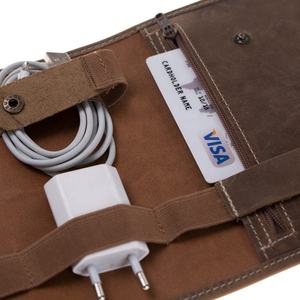 कस्टम लोगो रोल अप कॉर्ड आयोजक यूएसबी प्रभारी केबल ईरफ़ोन आयोजक मामले बैग असली लेदर या पु चमड़े OEM - Product Image 3