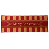 Chemin de lit de Noël, couvre-lit rayé Joyeux Noël, nappe, tissu recyclé RPET, dos antidérapant, décoration personnalisée pour la maison
