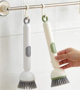 Brosse de nettoyage de cuisine portable en PET avec distributeur de savon liquide, poignée réglable à 6 niveaux pour vaisselle, casseroles et poêles - Product Image 2
