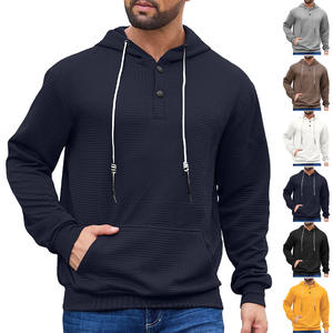 Sudadera con capucha para hombre, holgada, con forro polar, de color liso, jacquard, de manga larga, informal, deportiva, para primavera y otoño - Product Image 3