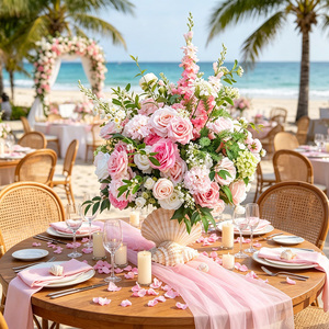 Boules de fleurs artificielles en soie DKB Factory DIY, roses pivoines roses, pour centres de table de mariage DIY - Product Image 1