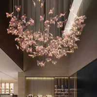Lustres papillon modernes personnalisés éclairage suspendu lampes personnalisées pour hôtel ingénierie lumière Villa salle de bal moderne longue