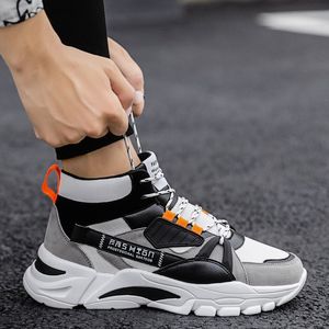 Men's High Top Streetwear <b>Sneakers</b> OEM Custom, Mesh Patchwork Thick Sole Fashion Athletic <b>Shoes</b> - Product Image 5