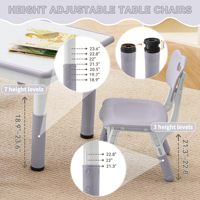 Ensemble table et chaises 60*60cm, mobilier de garderie pour enfants, bureau d'étude en bois avec plateau à graffiter, hauteur réglable, 1 table et 4 chaises