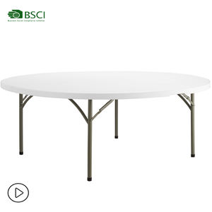 Tables pliantes rondes de 6 pieds en plastique robuste pour banquet de mariage en plein air - Product Image 1