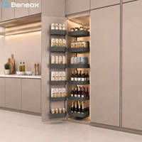 Lemari Dapur Tinggi Modern Beneox, Organizer Pantry Multi-Fungsi, Unit Penyimpanan Logam untuk Makanan, Minuman, Camilan, dan Kabinet Minuman