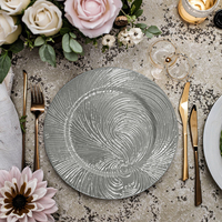 Assiettes de présentation rondes en plastique PP doré de luxe WOJU, durables, pour mariage, origine Fujian, motif personnalisé, vente en gros
