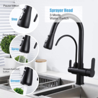 Robinet d'évier de cuisine flexible à 3 voies avec poignée électrique en zinc, jet d'eau froide pour hôtels, restaurants et salles de bain