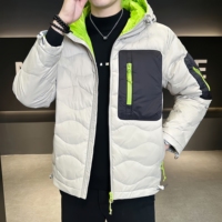 Veste matelassée pour homme avec col en sherpa, motif monogramme, manteau chaud d'hiver, fermeture éclair, streetwear décontracté, vêtements d'extérieur