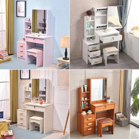 Runwoodbedroom Coiffeuse de maquillage en bois marron, style nordique, avec rangement, pour femme, vente en gros, économique, avec M