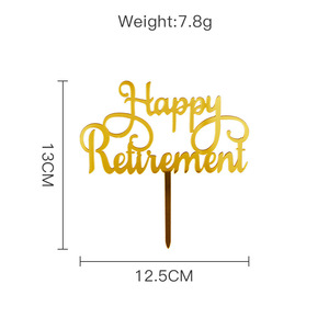 ท็อปเปอร์เค้กอะคริลิค รูปน้ำผึ้งและน้ำหวาน ขนาด 13 ซม. สีทอง สำหรับตกแต่งเค้กในงานเลี้ยงเกษียณอายุ - Product Image 1