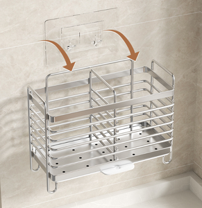 Portautensili in Acciaio Inox con 3 Scomparti, Organizzatore per Posate da <span class=keywords><strong>Cucina</strong></span>, Porta Bacchette e Cucchiai, <span class=keywords><strong>Salvaspazio</strong></span> - Product Image 2