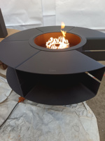Table de foyer extérieur en acier personnalisée exclusive avec système de chauffage au gaz