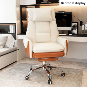 Silla de <span class=keywords><strong>Oficina</strong></span> Ergonómica Ejecutiva de Lujo Moderna, de Cuero Sintético, con Marco de Acero Inoxidable, Giratoria, Reclinable, con Reposacabezas y <span class=keywords><strong>Reposapiés</strong></span> <span class=keywords><strong>para</strong></span> Jefes - Product Image 1