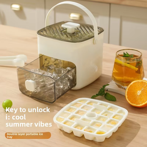 Moule à glaçons à pression manuelle grande capacité, bac à glaçons en plastique de qualité alimentaire avec boîte de rangement pour la cuisine à domicile - Product Image 4