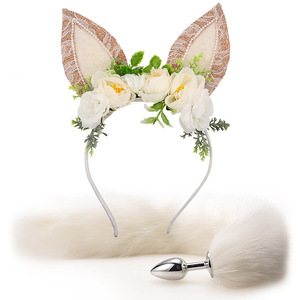 Silicone Métal Artificielle Longue Queue <span class=keywords><strong>Anal</strong></span> <span class=keywords><strong>Plug</strong></span> renard Queue Oreille Ensemble <span class=keywords><strong>SM</strong></span> Produits - Product Image 5