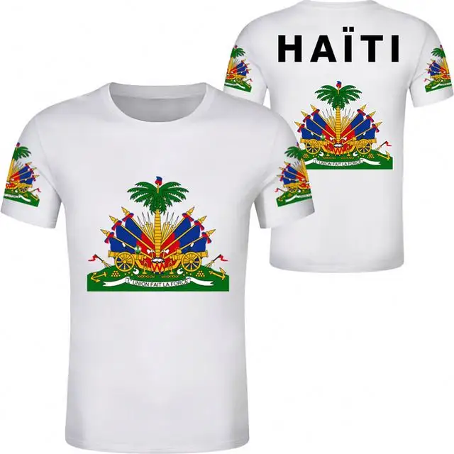 Pakaian Dropship Kustom Kaus Bendera Haiti Unik Kaus Bendera Haitian Baju Kaus Poliester Logo Kustom untuk Pria