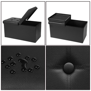 Canapé moderne de salon, <span class=keywords><strong>tabouret</strong></span> pouf en cuir noir personnalisé, siège rembourré rembourré avec rangement pliable pour chambre <span class=keywords><strong>à</strong></span> coucher, fabriqué en usine - Product Image 4