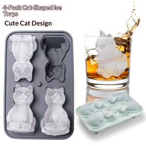 Moule à glaçons en silicone en forme d'animaux explosifs, chaton, chiot, alpaga, <span class=keywords><strong>labrador</strong></span>, designs - Congélation rapide, démoulage facile, capacité de 100 ml - Product Image 1