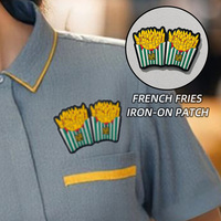 XINGXINDA Patchs thermocollants en forme de cœur, motif frites de dessin animé, écologiques, avec broderie de logo personnalisé en PVC, pour vêtements de travail, sweats à capuche et vestes