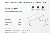 Bureau debout moderne à double moteur, en forme de L, à 3 pieds, réglable électriquement, écologique, pour bureau commercial