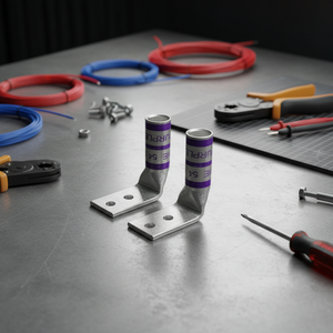 कॉपर केबल लुग भारी ड्यूटी लंबी बैरल 1/4 ट्विन होल 6 वाग 90 कोण टिन प्लेटेड कोड संपीड़न टर्मिनल - Product Image 3