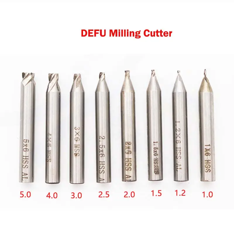 DEFU मिलिंग कुंजी कटर 1.0 12. 1.5 2.0 2.5 3.0 4.0 5.0mm सफेद स्टील ब्लेड DEFU कुंजी काटने की मशीन