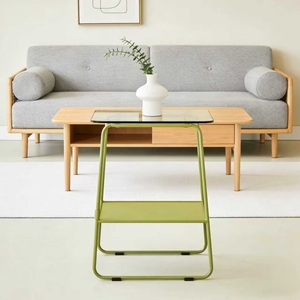 Tavolino da Caffè Nordico Minimalista in Metallo e Vetro con Vano Contenitore per Piccoli Appartamenti, Soggiorno, Camera da Letto, Arredamento Casa - Product Image 3