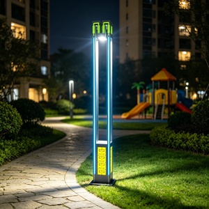Lampadaire de jardin extérieur haut de gamme, IP65, étanche, en aluminium, 3 m, éclairage paysager LED avec capteur de lumière et variateur d'intensité, AC 85-265V - Product Image 5