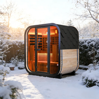 Sauna extérieur en bois de sapin à infrarouge à spectre complet personnalisé, avec système de chauffage à sec