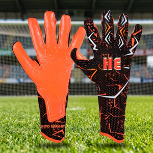Gants de gardien de but de football Kint noirs et orange à protection des doigts, en latex, très demandés - Product Image 2