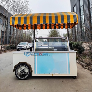 Nouveau design 2025 – Chariot de cuisine et de restauration mini de haute qualité, chariot de vente ambulante, tricycle à crème glacée mobile avec congélateur - Product Image 4