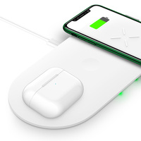 Pengisi Daya Nirkabel Magnetik Ganda Desain Asli Funxim 15W 5V/2A Alas Pengisian Daya Nirkabel 2in1 Dock Pengisian Cepat
