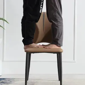 Modern lüks eğlence İtalyan Nordic deri yemek sandalyesi yüksek geri oteller kafeler oturma odaları-tasarımcı kahve dükkanı sandalyesi