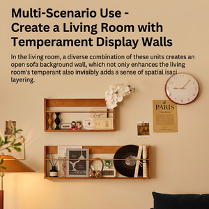Étagère murale en bois, présentoir ouvert, support de rangement mural pour le salon, la chambre à coucher, le bureau, décoration - Product Image 4
