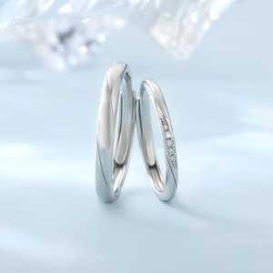 Anello di coppia 925 in argento Sterling per uomini e donne per regali da sposa semplici fasce regolabili in Moissanite - Product Image 3