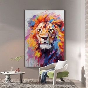 Mintura - Obra de Arte en Lienzo Acrílico Personalizada Hecha <span class=keywords><strong>a</strong></span> Mano, Póster de León de Arte Pop Animal Colorido, Decoración del Hogar, Decoración de Pared, Pintura Impermeable - Product Image 5